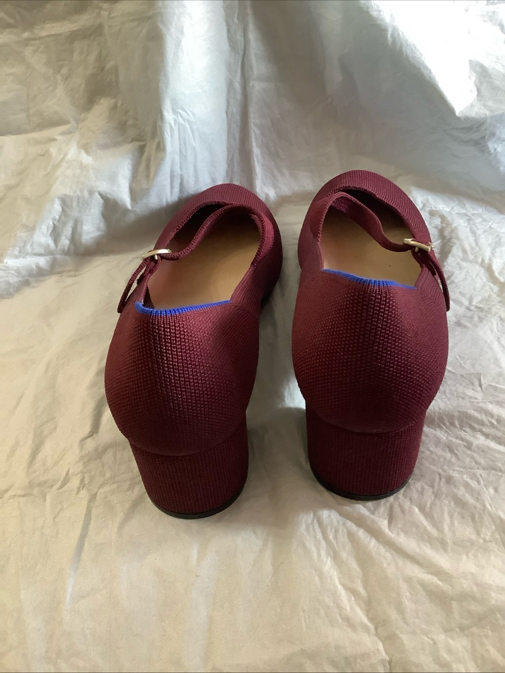 Rothy’s The Mary Jane Heel Women's Size 10 Burgundy Knit Block Heel Pumps - Picture 6 of 16